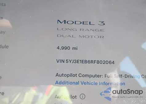 2024 Tesla Model 3 Long Range Dual Motor All-Wheel Drive из США, поврежденный, VIN 5YJ3E1EB6RF802064